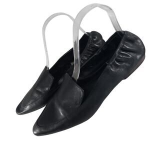 SOLE SOCIETY! BLACK GENUINE LEATHER POINTY TOE FLATS, ELASTIC BACK HEEL! SZ 8.5M